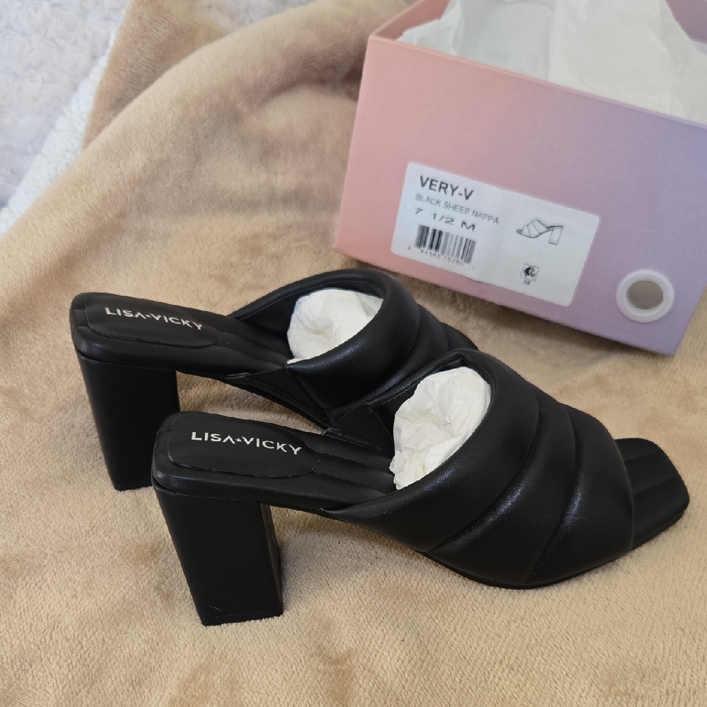 Lisa Vicky Black Block Heels
